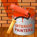 Interior Painter Shows Home Painting 3d Illustration Royalty Free Stock Photo