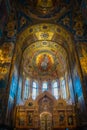 Painting ceiling of Church of the Savior on Spilled Blood in Saint Petersburg, Russia.