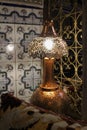 Interior of a palace in Marrakesh - ornamental oriental lamp