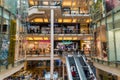 Interior of Palladium mall, one of the biggest shopping centers in Prague, has 5 floors, 184 shops and 23 restaurants