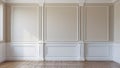 Interior Panel Wall White Wainscoting with Minimal Design Royalty Free Stock Photo