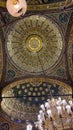 Interior panoramic view of the Muhammad Ali albaster mosque roof in Cairo Egypt