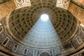 Interior Pantheon dome with sunlight shining in Rome Royalty Free Stock Photo