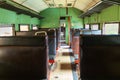 Interior of a passenger train carriage in Sri Lanka. Old and dirty wagon