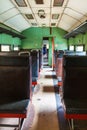 Interior of a passenger train carriage in Sri Lanka. Old and dirty wagon Royalty Free Stock Photo