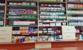 Interior of pharmacy with medicine pills on the shelf