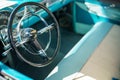 Interior photo of a antique car steering wheel Royalty Free Stock Photo