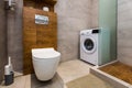 Interior photo, bathroom, small with bath and toilet, in white