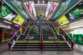 An interior picture inside BTS Skytrain at Siam Square Station with out people at holiday morning