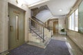 Interior portal of a residential housing building with carpet