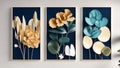 Interior posters with abstract floral designs, with a Modern and Vibrant theme.