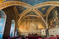 Interior of Priori Pallace, magnificent architecture of city council hall in Volterra, Tuscany