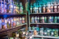 Interior of professor Snape magic jags collection. Decoration Warner Brothers Studio for Harry Potter filmStudio Royalty Free Stock Photo