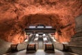 Interior of Radhuset metro station in Stockholm, Sweden.