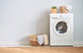 Laundry room with a washing machine Royalty Free Stock Photo