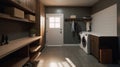 Interior of a real laundry room with a washing machine at the window at home Royalty Free Stock Photo