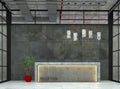 Interior with a reception desk in the loft style. 3d visualization Royalty Free Stock Photo