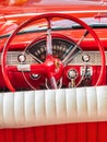 Interior of a red 1956 Chevrolet Bel Air Convertible classic car  in the Dutch village of Drempt, The Netherlands Royalty Free Stock Photo