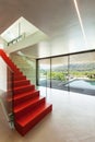 Interior, red staircase Royalty Free Stock Photo