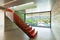 Interior, red staircase Royalty Free Stock Photo