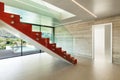 Interior, red staircase