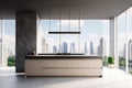 interior home concrete house island wooden lifestyle table gray hardwood luxury. Generative AI. Royalty Free Stock Photo