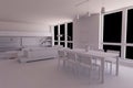 Interior render of a dining room Royalty Free Stock Photo
