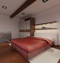 Interior rendering of a modern tiny loft