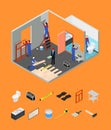 Interior Renovation Room or House and Parts Isometric View. Vector Royalty Free Stock Photo