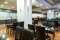 Interior of the restaurant of the resort European hotel is all inclusive, large hall with tables waiting for their guests Royalty Free Stock Photo