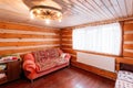 Interior of restroom in Belarusian Russian wooden guest house in village Royalty Free Stock Photo