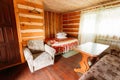 Interior Of Restroom In Belarusian Russian Wooden Guest House In Royalty Free Stock Photo