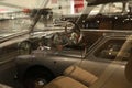 Retro car cabin interior and reflection of classic car Royalty Free Stock Photo