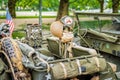 Interior of retro Jeep Willis from American Vietnam war or World War 2 Royalty Free Stock Photo