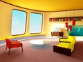 Interior retrofuturism living room Royalty Free Stock Photo