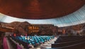 Interior of the Rock Church Temppeliaukio Church in the center of the Helsinki City, Finland.