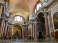 Interior of roman catholic basilica of Saint Mary of the Angels and the Martyrs in Rome in Italy.
