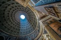 Interior of Rome Pantheon with the famous ray of light Royalty Free Stock Photo