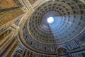 Interior of Rome Pantheon with the famous ray of light Royalty Free Stock Photo