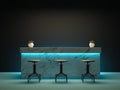 Interior room with bar counter 3D rendering Royalty Free Stock Photo