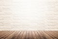 Interior room with brick wall and wooden floor Royalty Free Stock Photo