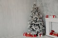 Interior of the room with the Christmas tree and Christmas gifts Royalty Free Stock Photo