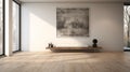 Minimalist Interior With Large Painting And Wooden Floor