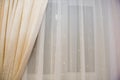 Curtain with tulle on the window. Royalty Free Stock Photo