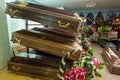 Interior of room with funeral accessories Royalty Free Stock Photo