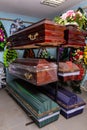 Interior of room with funeral accessories Royalty Free Stock Photo