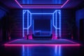 Interior of a room with neon lighting Royalty Free Stock Photo