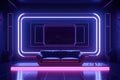 Interior of the room with neon lighting and sofa Royalty Free Stock Photo