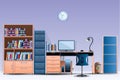 Interior room Office layout Design a comfortable office room Illustration vector On cartoons style Wall colorful background Royalty Free Stock Photo