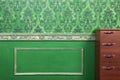 Interior of room painted in green with vintage elements Royalty Free Stock Photo